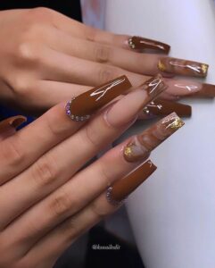 Cute long brown nails